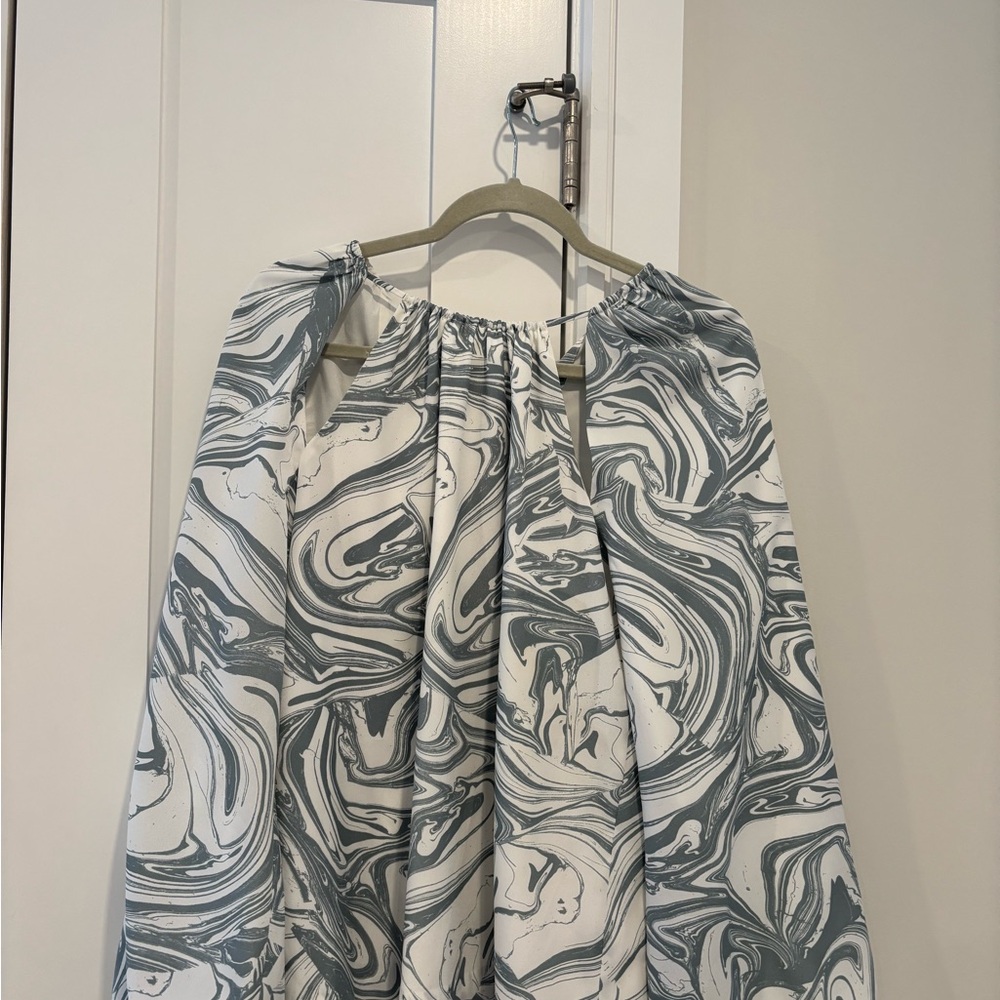 Jonathan Simkhai Blue and White Marble Blouse